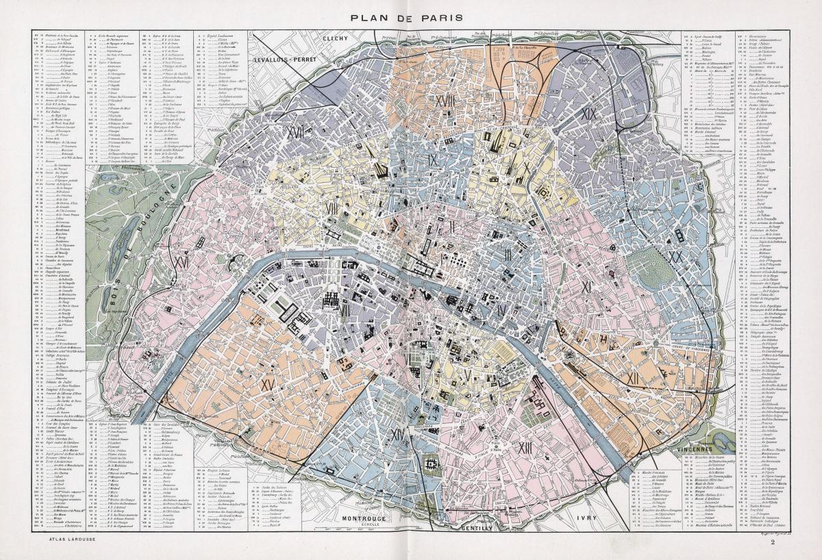地図の1900年のパリ
