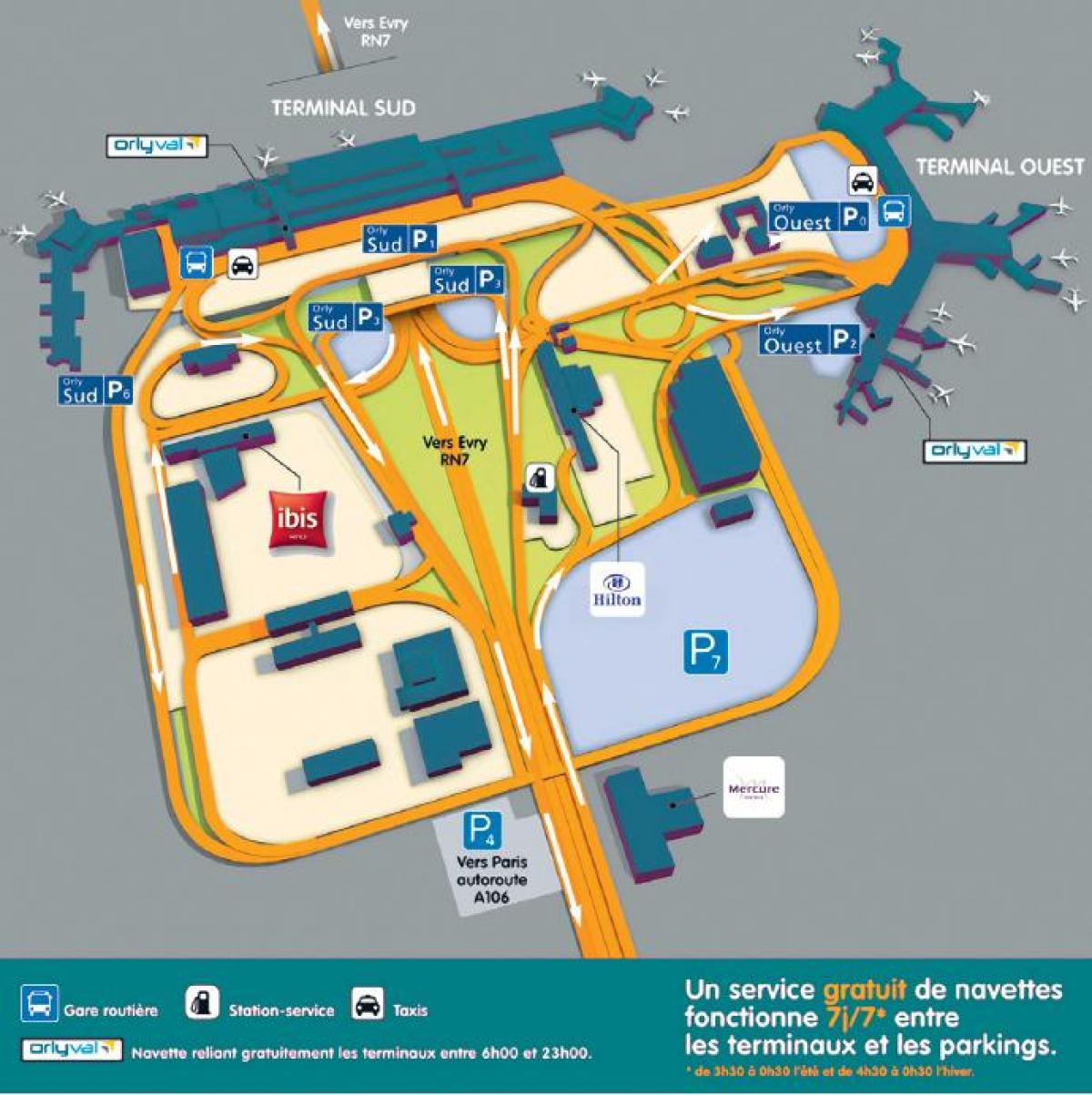 地図のオルリー空港