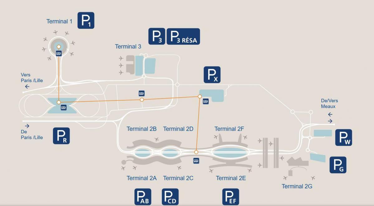 地図シャルルドゴール空港の駐車場