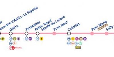 地図のパリの地下鉄線-7