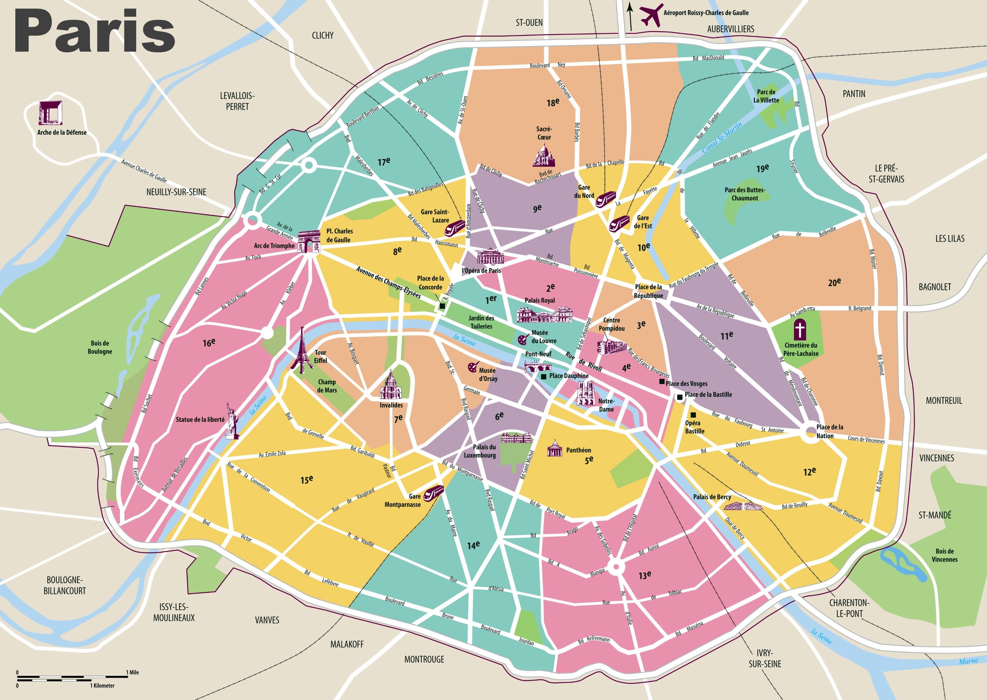 パリ 場所地図 – わかりやすいパリ観光地図 – TXUQIO