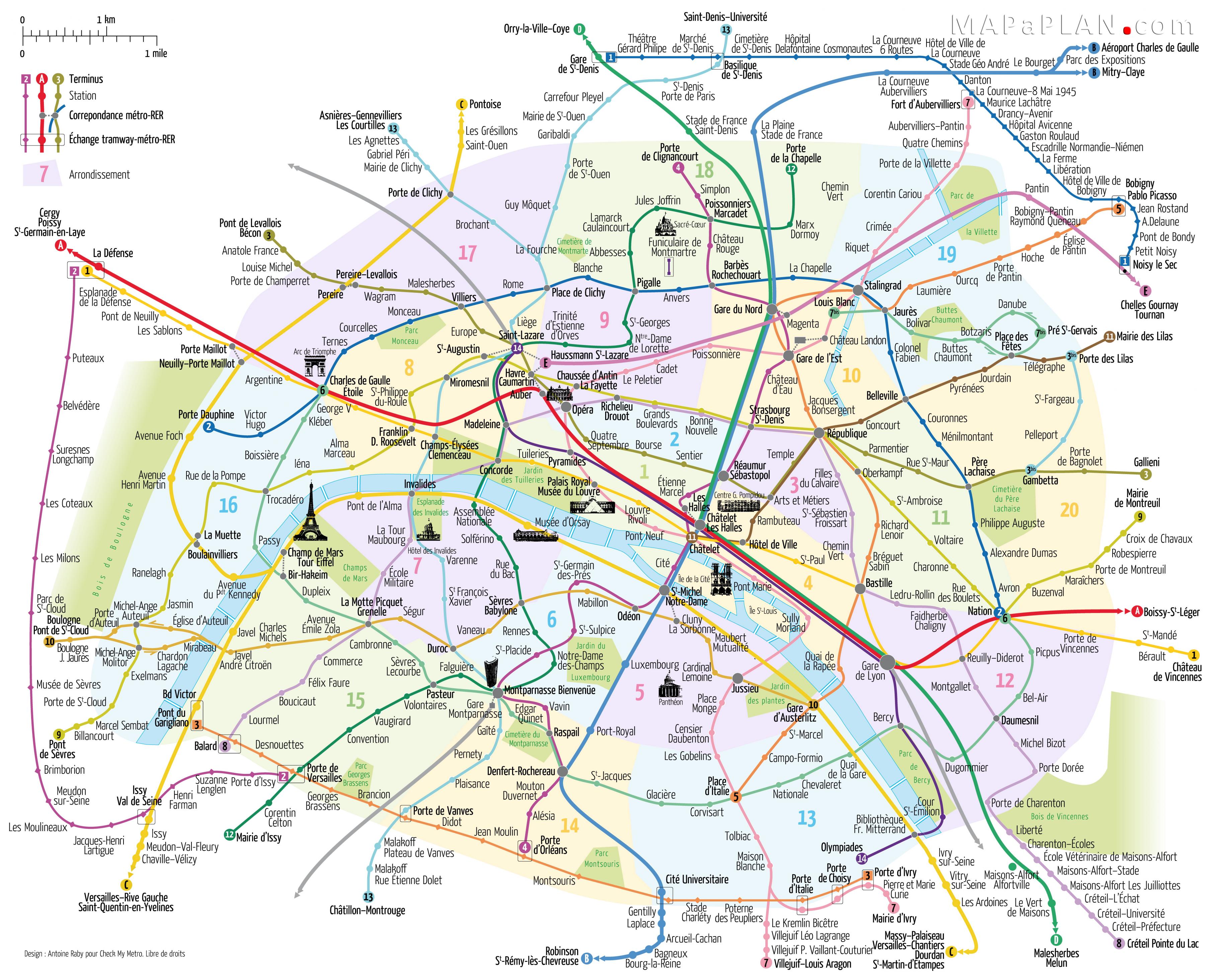 パリの地下鉄図 地図のパリの地下鉄 フランス