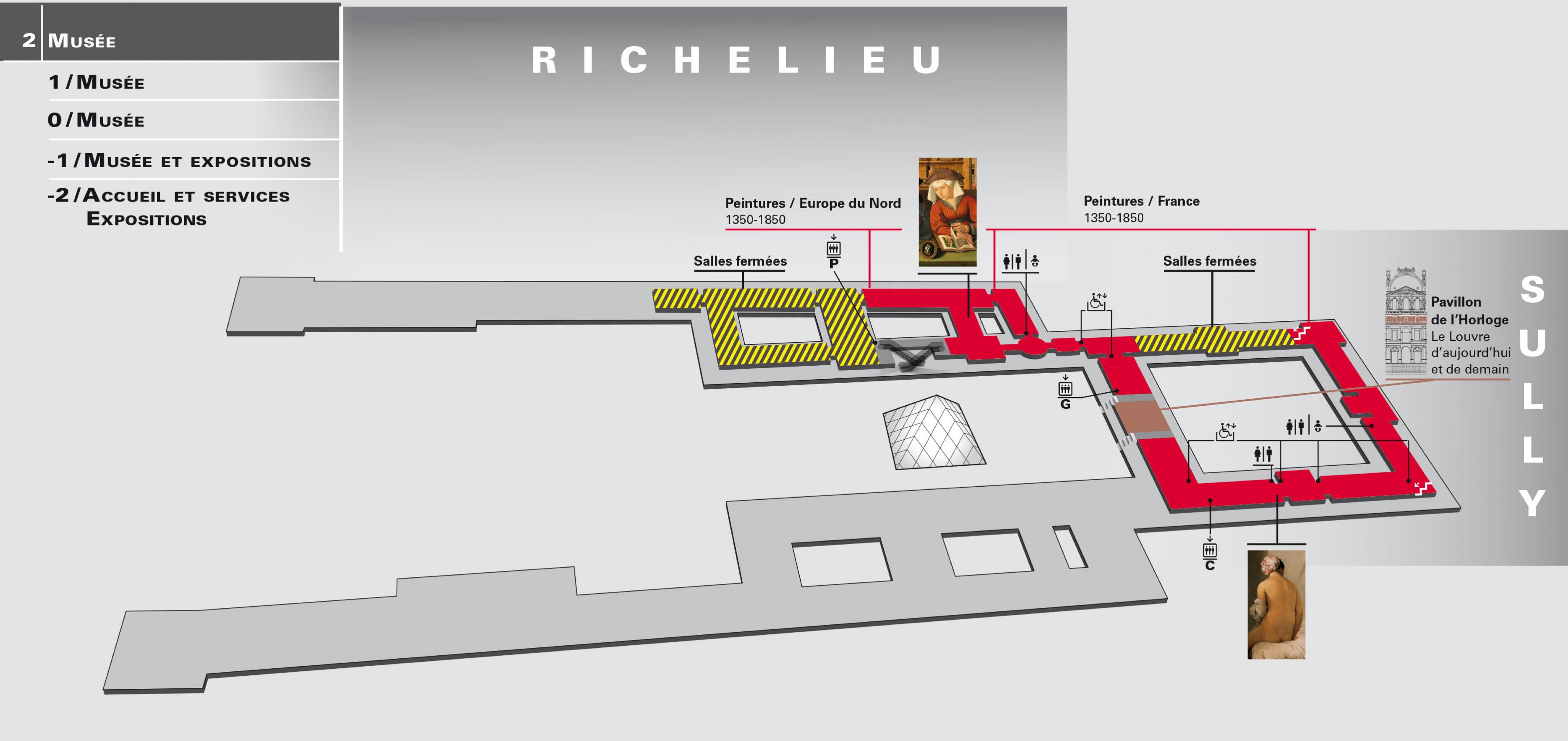 ルーヴル美術館レベル2地図 地図のルーブル美術館レベル2 フランス