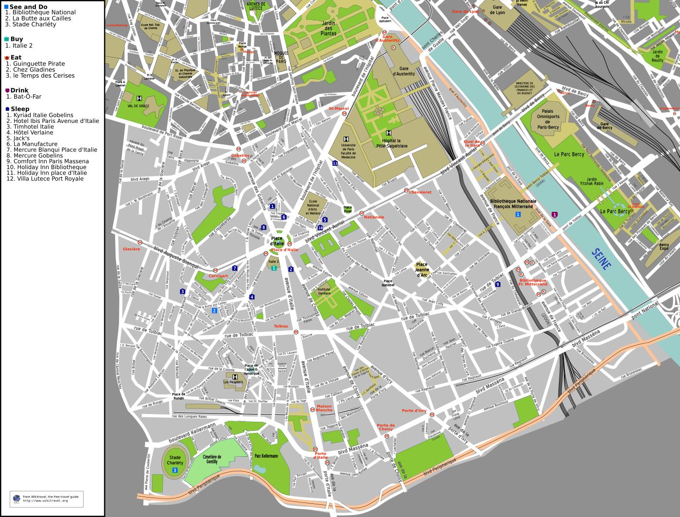 13区パリの地図 地図の13地区のパリ フランス