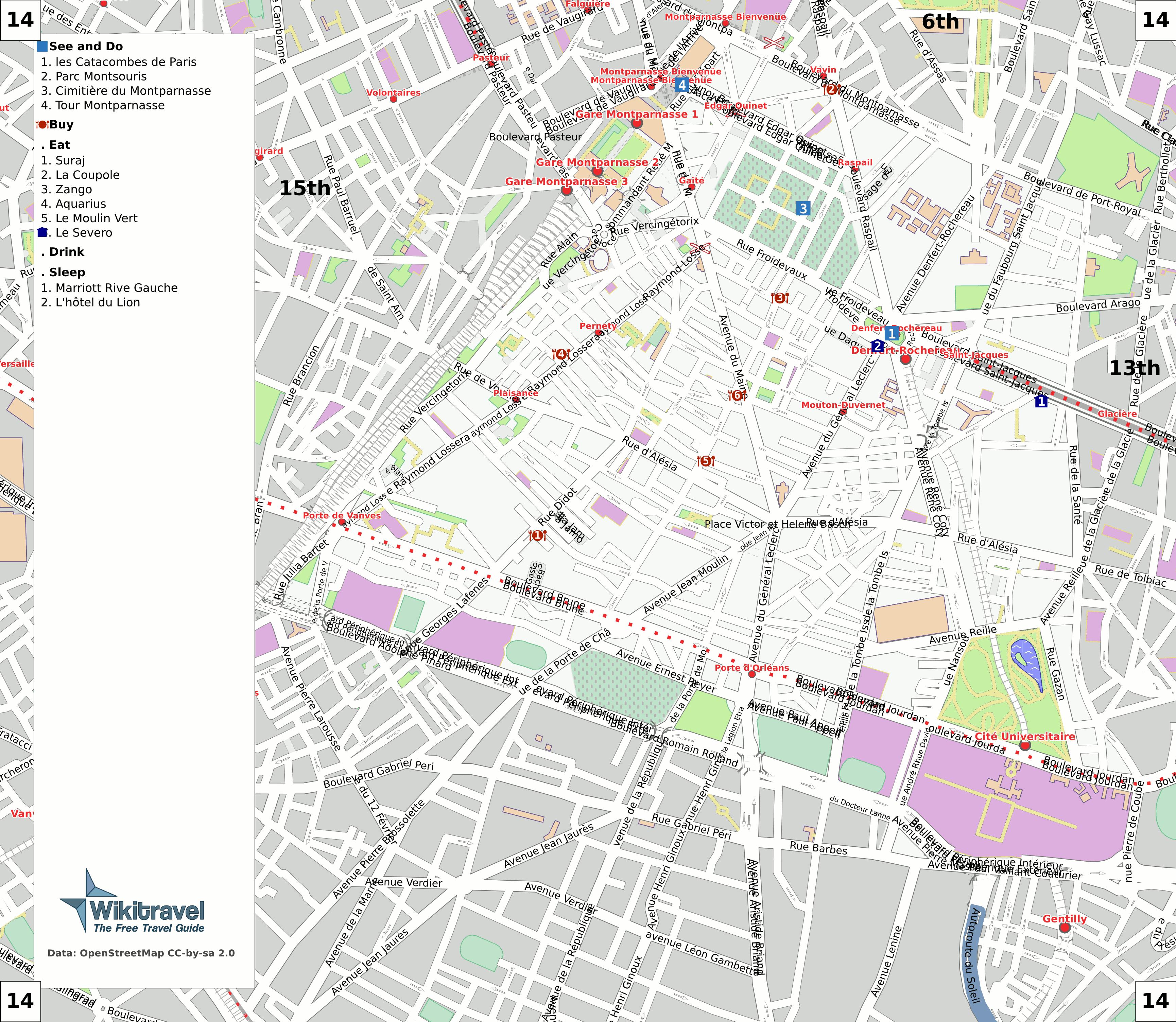 14区のパリ地図-地図の14区のパリ(フランス)
