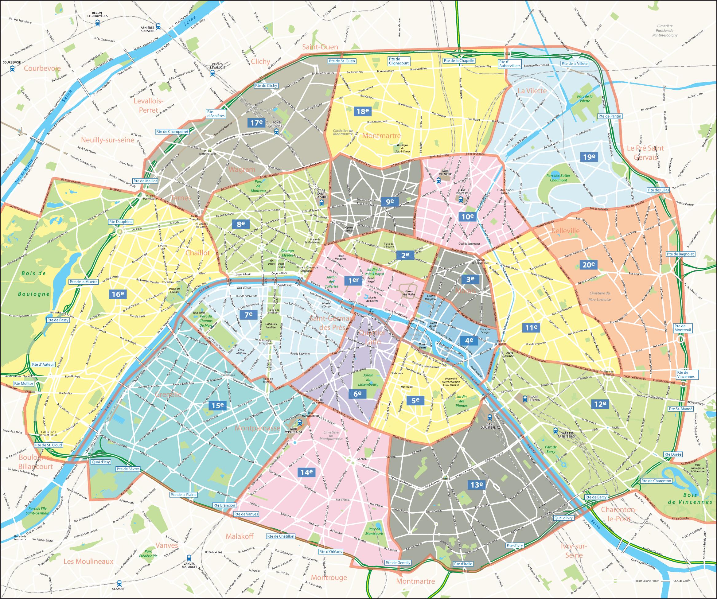 Arrondissementsパリの地図 地図のarrondissementsパリ フランス