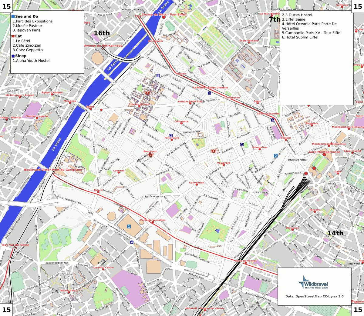 15区のパリ地図-地図の15区のパリ（フランス）