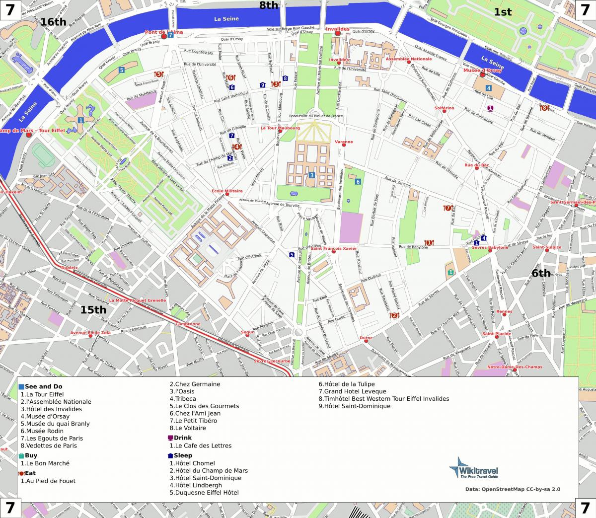 7区地区パリの地図-地図の第7区地区のパリ(フランス)