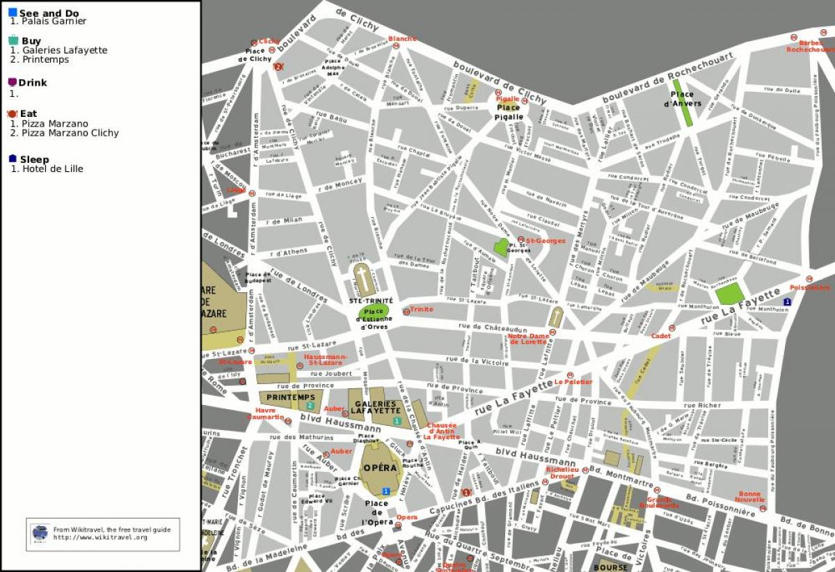 9区のパリ地図-地図の9区のパリ(フランス)