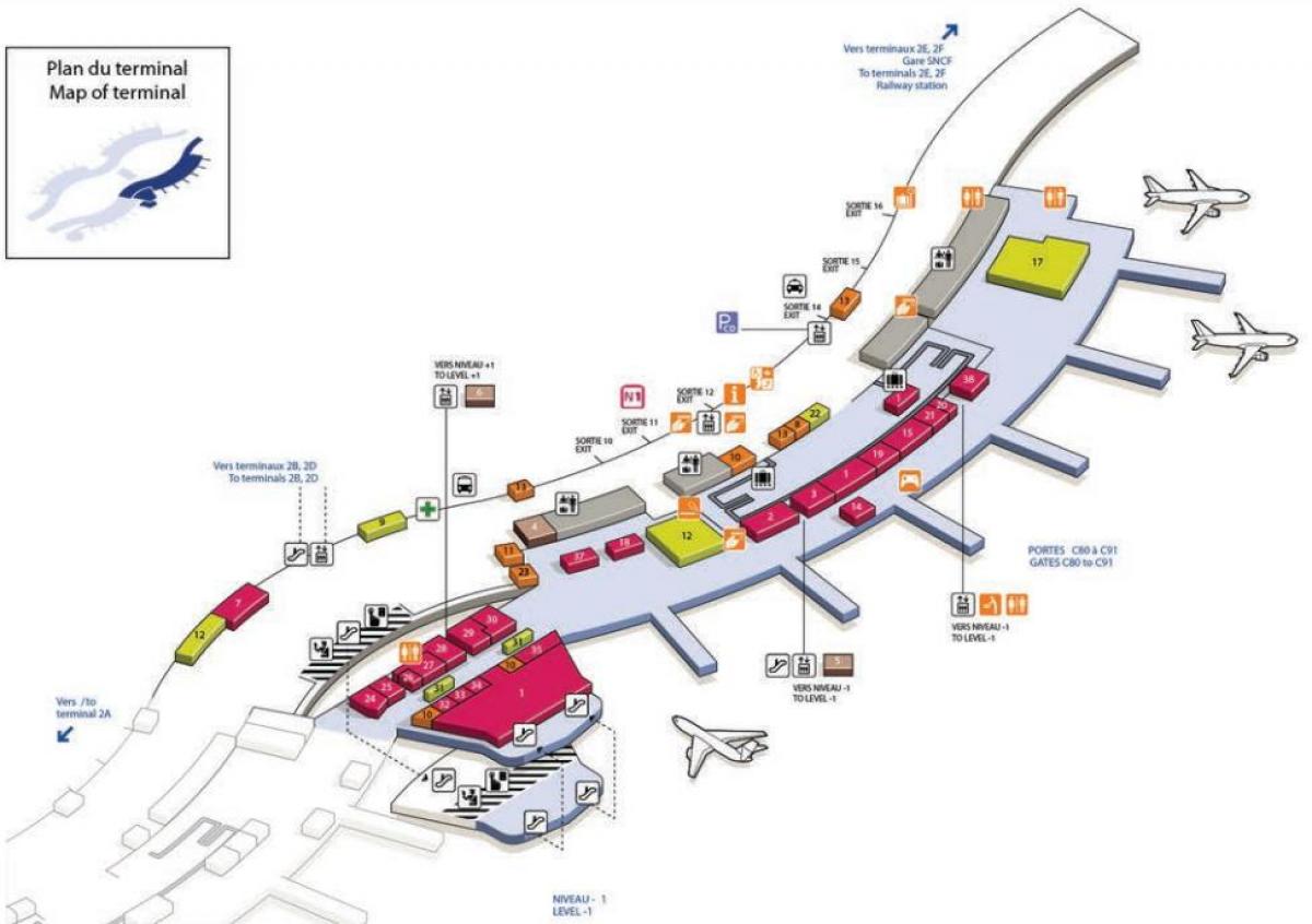 地図CDG空港ターミナル2C