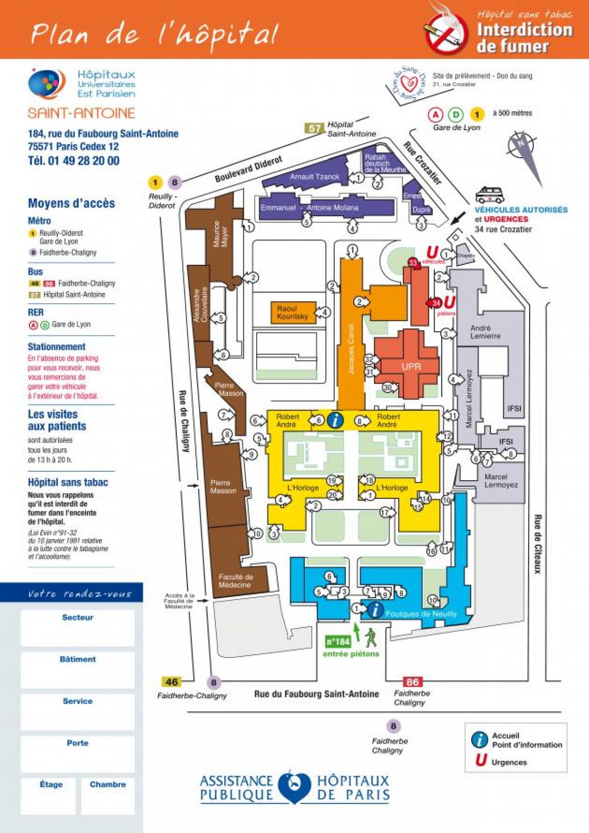 地図のサンタントワンヌ病院