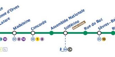 地図のパリの地下鉄線-12