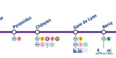 地図のパリの地下鉄線-14