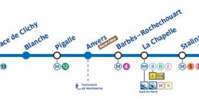 地図のパリの地下鉄線の2