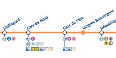 地図のパリの地下鉄5線